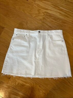 White Denim Mini Skirt - Classic A-Line